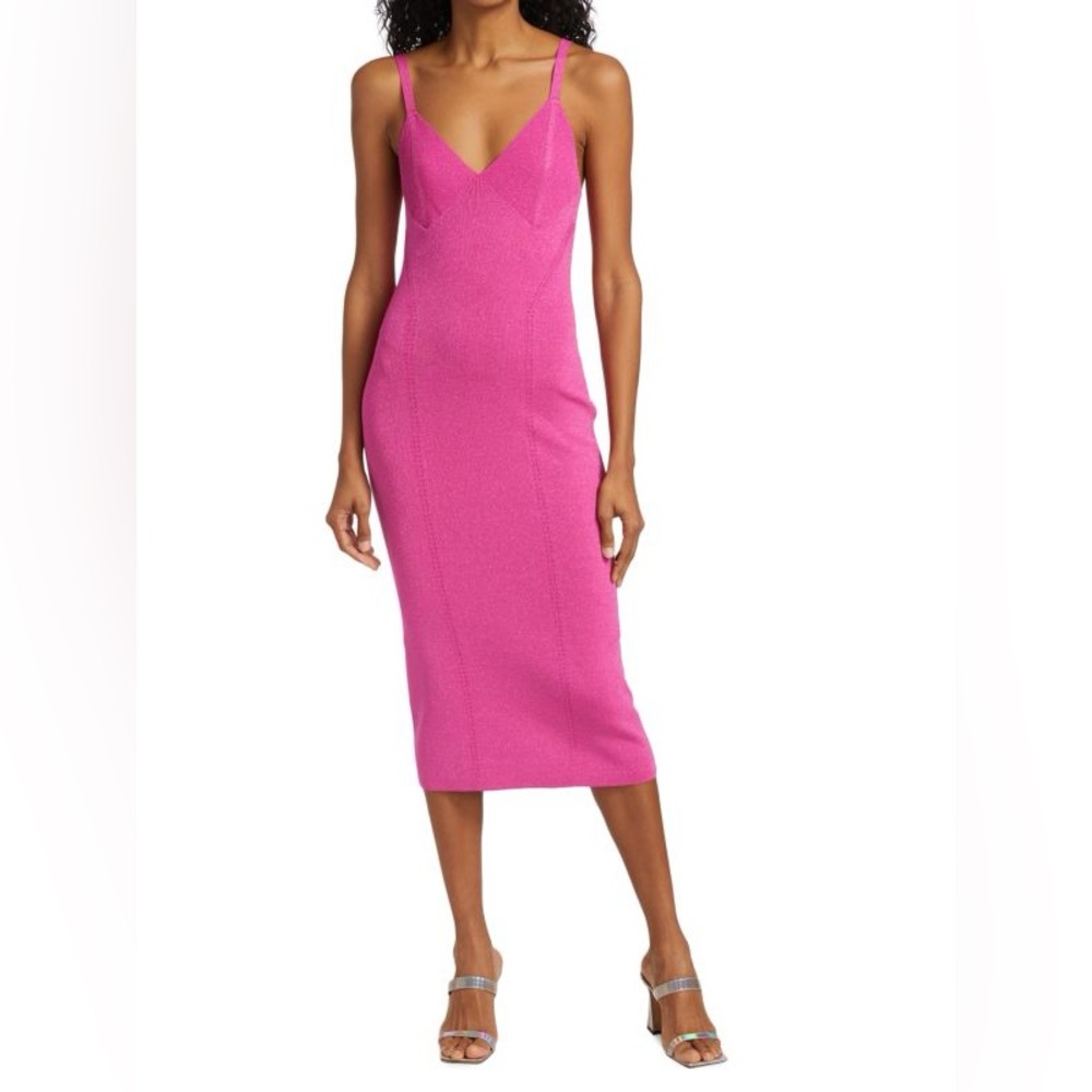 STAUD Quartz Metallic Midi-Dress XS